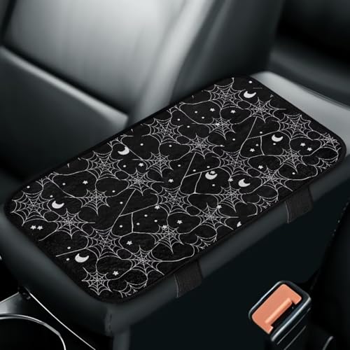 XYZCANDO Halloween Spider Web Car Armrest Cushion Comfort Decorative Car Center Console Cover Elastic Non-Slip Car Interior Covers Universal Fit for Cars, Sedan, Truck, SUV