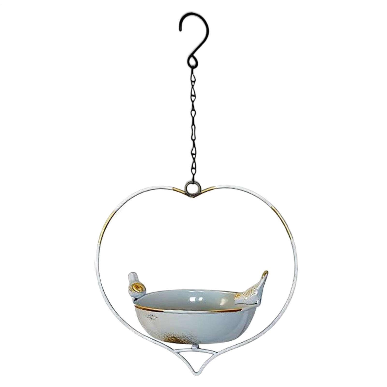 Mangeoire pour oiseaux d'extérieur en fer forgé en cœur pour jardin et terrasse