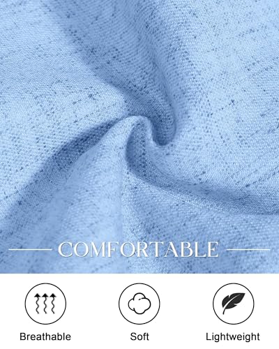 Men’s Linen Suits 2 Piece Slim Fit Sets Vintage Casual Men Suit Linen Tuxedo Summer Wedding Prom Blazer Jackets Drawstring Pants Sets Light Blue Size XS2