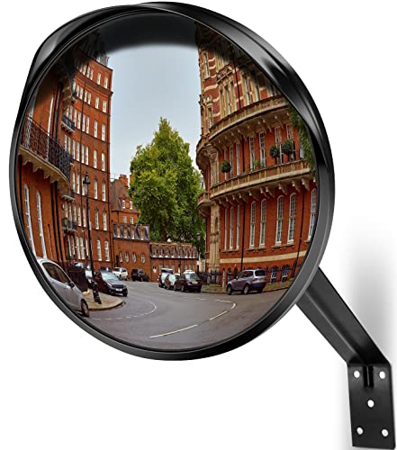 Angooni Miroir de circulation convexe, miroir de sécurité 30 cm, miroir convexe pour garage et allée, aide au stationnement, angle de vision grand angle réglable (supporte l'intérieur et l'extérieur)