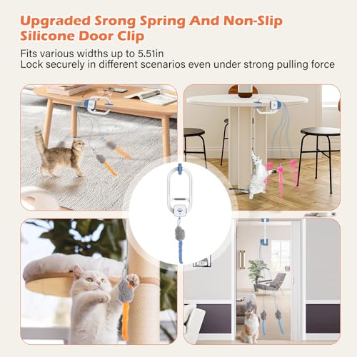 Image of Interactive Cat Toy, Flapping Bird & Rotating Feather Teaser for Indoor Cats, Hanging Doorway Cat Toys with Fishing Pole for Exercise, Boredom Relief & Fun Games