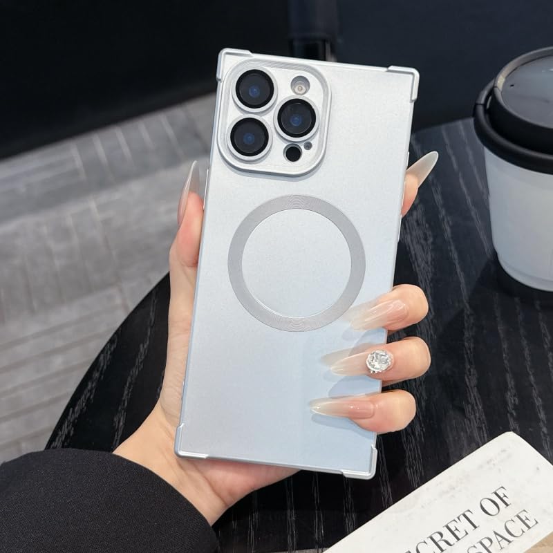 Coque de chargement sans fil silicone iPhone 16 Pro argent magnétique