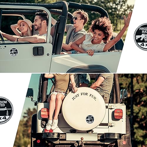 Image of 2 PCS Freedom Badge Rated Car Emblem, 4 x 4 Metal Automotive Badge, 3D Round Metal Car Badges Emblems, Car Badge Decals Stickers Compatible with Jeep Wrangler Vehicles Trucks SUV RV