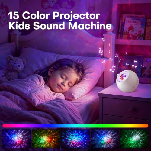 Image of Sound Machine Light Projector, 30 Sleep Sounds for Adult, Bluetooth Speaker | 3-in-1 Baby Sound Machine: 30 sleep sounds (white /brown noise, fans, rain), Bluetooth 5.3 speaker & 15-color light projector.