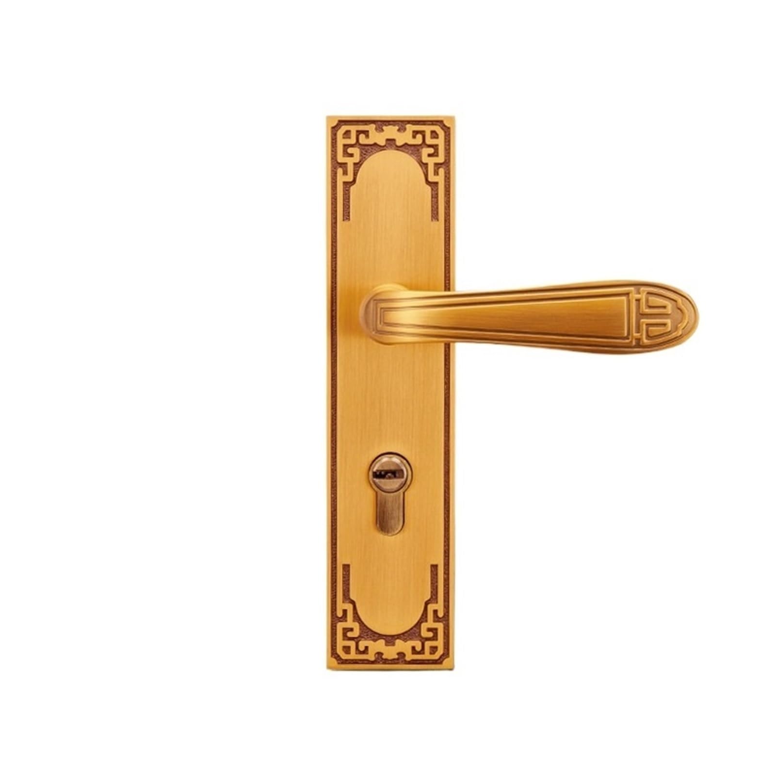 nxjaSDH Lock and Handle Sets, Chinese Style Indoor Bedroom Door Lock Household Light Luxury Wooden Silent zinc Alloy Handle(Yellow Bronze)