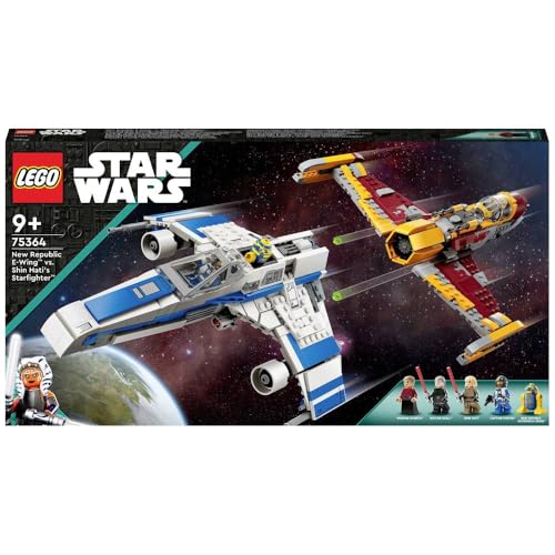 Image of LEGO Star Wars New Republic E-Wing Controls Shin Hati's Starfighter Ahsoka Series Set with 2 Flying Vehicles, Droid Character, 4 Minifigures and 2 Laser Shovels 75364