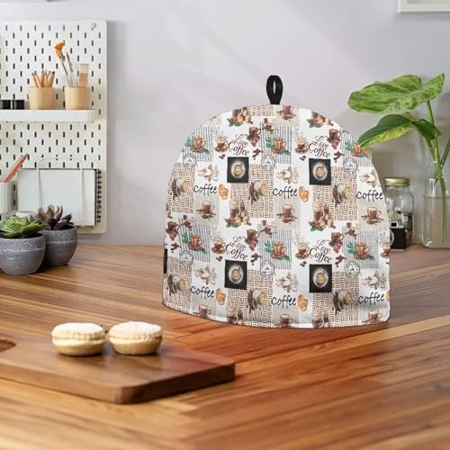 Image of Tea Cosy Tea Pot Cozies Tea Cover Insulating Keep Warm Teapot Dust Cover Suitable for Large Medium and Small Teapot Gift for Mom Housewife Friends, Love Coffee Vintage