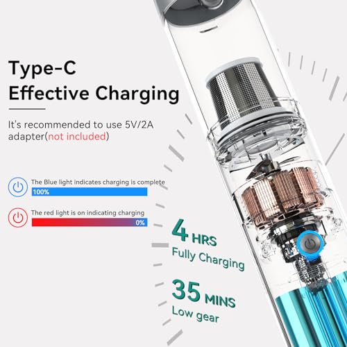 Minthouz Car Vacuum Portable Cordless 17000Pa - 120W Handheld Vacuum Rechargeable with Blower, Ultra Lightweight Mini Vacuum Cleaner with 2 Filters for Car Home Pet Office Keyboard — view 2