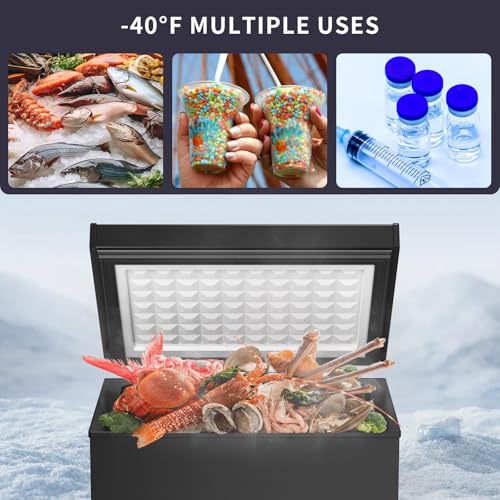 Image of Northair Chest Freezer Low temperature quick freeze 14℉ to -40℉ Compact Freezer - 2 Removable Baskets (Black, 1.8 Cubic Feet)