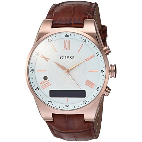 GUESS Men's Stainless Steel Connect Smart Watch - Amazon Alexa, iOS and Android Compatible, Color: Brown (Model: C0002MB4)
