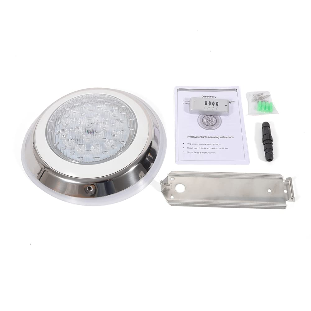 LED Luces Subacuáticas para Piscina, Acero Inoxidable, 12V 54W Foco Piscina LED, IP68 Impermeable Luces Piscina 4500Lm Flujo Luminoso 7 Colores, con Control Remoto