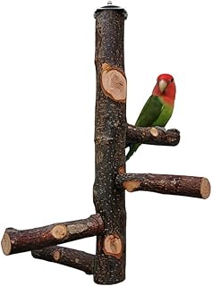 QeeHeng - Cavalletto per uccelli, in legno naturale, per pappagalli, pappagalli, pappagalli, uccellini e fringuelli.