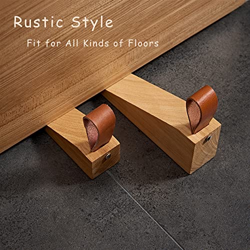 Wooden Door Stopper Non-Slip Security Wood Door Wedge With Leather Strap For Hanging Door Stopper 1Pack, In House Bedroom Office Living Room Hotel Cabin #TOP2
