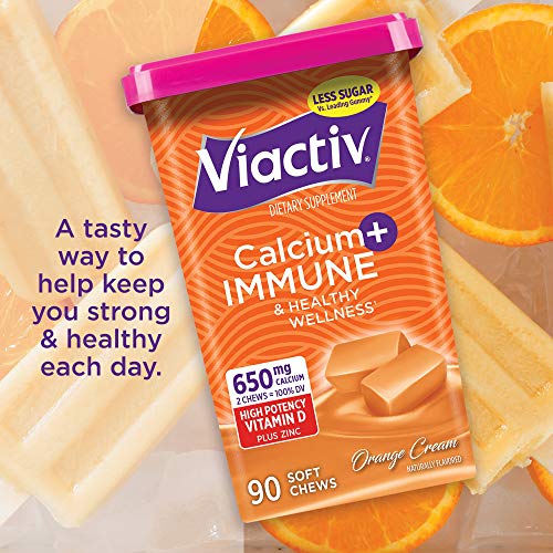 Viactiv Calcium + Immune Health Supplement Soft Chews, Orange Cream Flavor, 90 Count #TOP5
