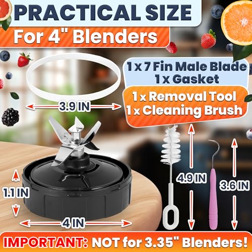 Image of Replacement Blade for Ninja Blender - 7-Fin Male 4 inch Stainless Steel Blender Blade Replacement - Compatible with Nutri Models BL 480 /481 /482 /490 /491 /492 /640 /641 /642 /682 BN401 /750 /751 /801 NN100 /101 /102