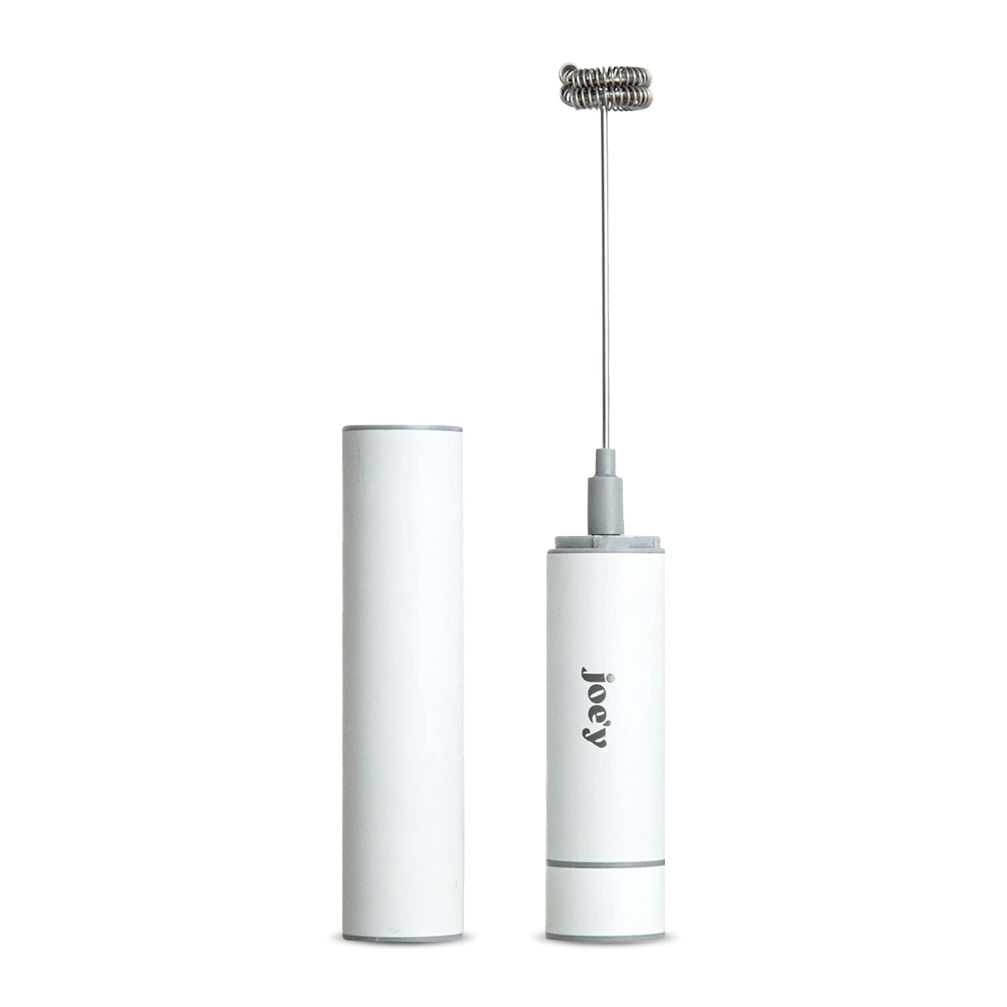 Joe’y High-Grade Milk Frother, USB-Powered Handheld Whisk for Coffee, Lattes, Matcha, Hot Chocolate, Dual-Speed Stainless Steel Frothing Wand with Travel Case, Double-Whisk, White