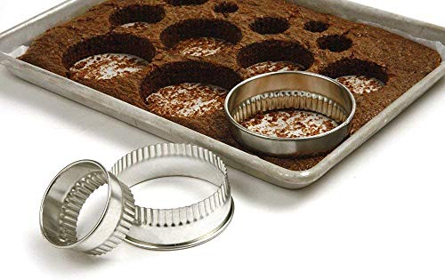 Round Cookie Biscuit Cutter Set Fluted Edge with rolled top ends, 12 pcs Circle Pastry Cutters for Scones, Pastries, Baking, Desserts, Muffins, Fondant - with Storage Box