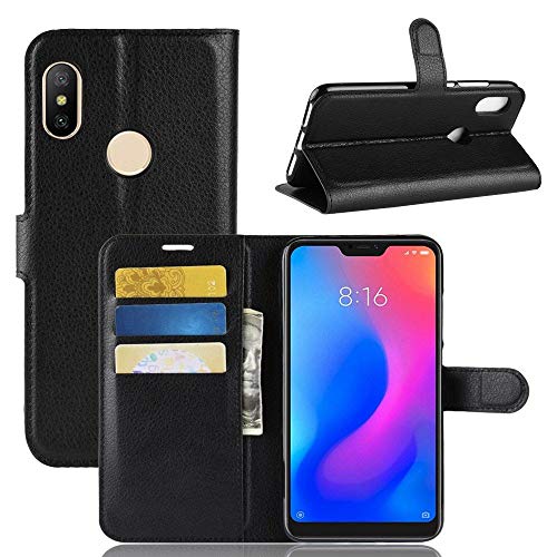 Guran Funda de Cuero PU para Xiaomi Redmi Note 6 Pro Smartphone Función de Soporte con Ranura para Tarjetas Flip Cáscara Magnético Caso - Negro