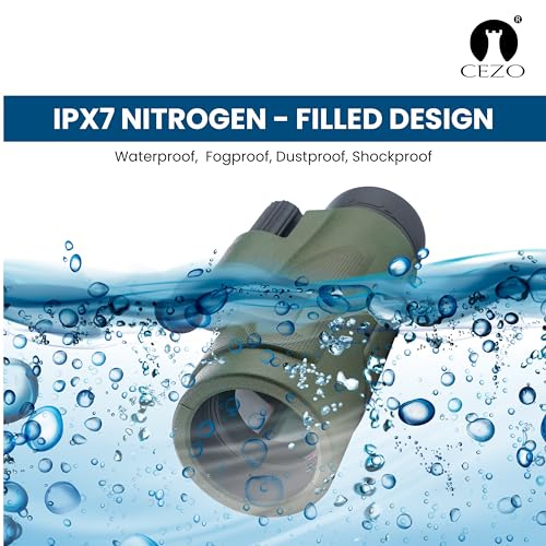 Image of Cezo 12x50 Monocular for Adults Kids,HD Monocular Scope for Gifts Monocular Telescope for Smartphone Watching Birds Hiking,Concert,Travelling- Green