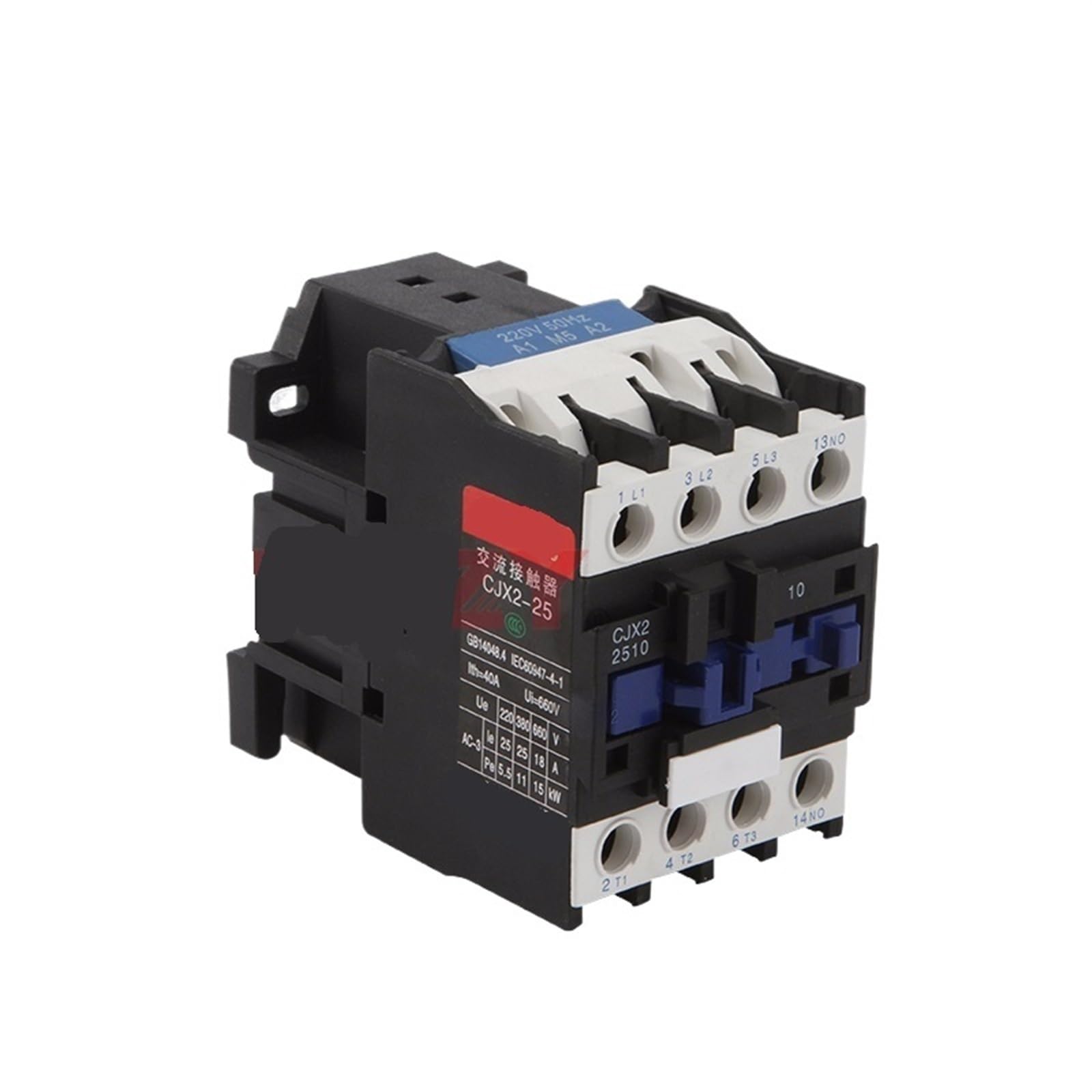 Contactor de CA 25A CJX2-2510 trifásico de 3 polos con bobina de 380V y contacto 1NO para carril Din 2
