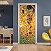 Adesivi per Porte Interne 3D PVC Impermeabile Autoadesivo Rimovibile Creative Arte Sticker 3D Buccia e Bastone Adesivo di Porta Per la decorazione domestica Bacio di Gustav Klimt 77x200cm