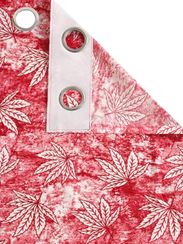 Image of Home Sizzler 2 Pieces Leaf Mist Grommet Eyelet Polyester Window Curtains - 5 Feet, Cherry Red
