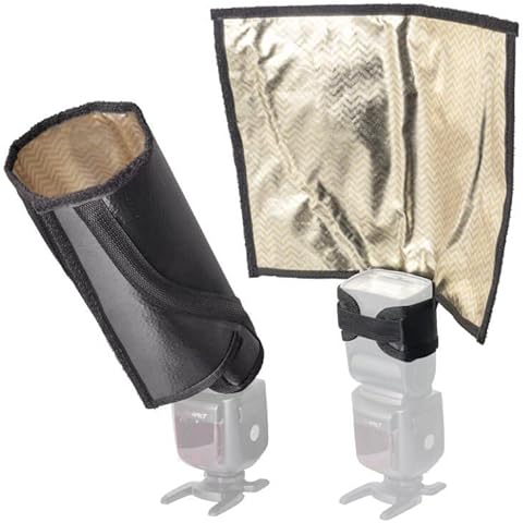 Pixapro Speedlite Bounce Card/Snoot Reflector | Photography Lighting Video Light Flash Diffuser | Studio Light Camera Photoshoot Portable Beginners | Bounce Sheets (Gold) Cover