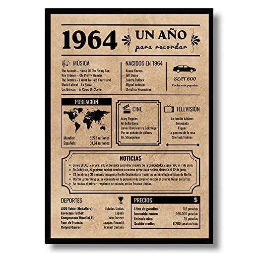 Tarjeta Felicitación Cumpleaños 1964 | Regalo de Cumpleaños | Año de Nacimiento 1964 | Póster Cumpleaños Vintage | cumpleaños hombre | cumpleaños mujer | Cartel Decoración Fiesta (1964)