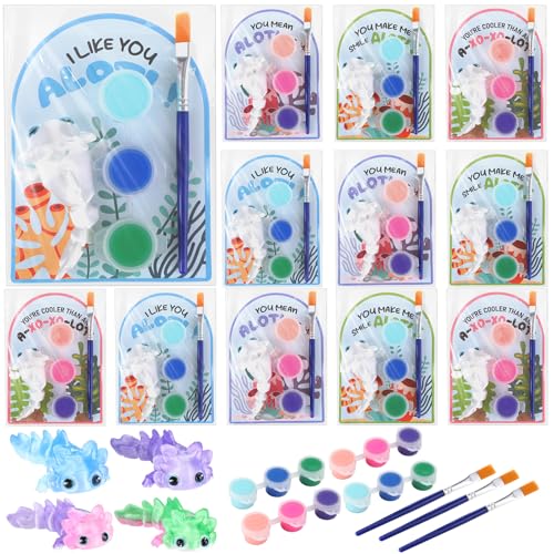Soulchen 24 Set Axolotl Party Favor with Mini 3D Printed Axolotl for Kid