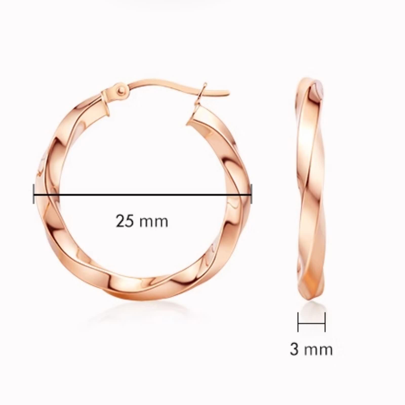 Damen Ohrringe Rosegold 9K / 14K / 18 K, Kreis, Creolen Frauen Ohrringe Rosegold