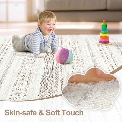 Tapete decorativo 5x7 geométrico boho marrón lavable miniatura 5