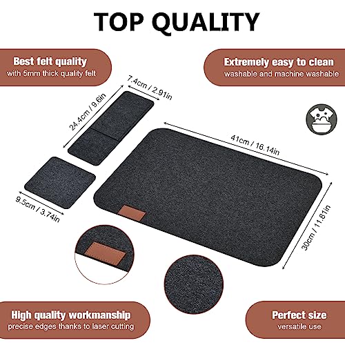 Tischset Platzset, 18er Set Tischsets Abwaschbar Platzsets: 6 Tischsets, 6 Glasuntersetzer, 6 Bestecktaschen - Anthrazit Eckige Platzdeckchen, Telleruntersetzer, Filzset