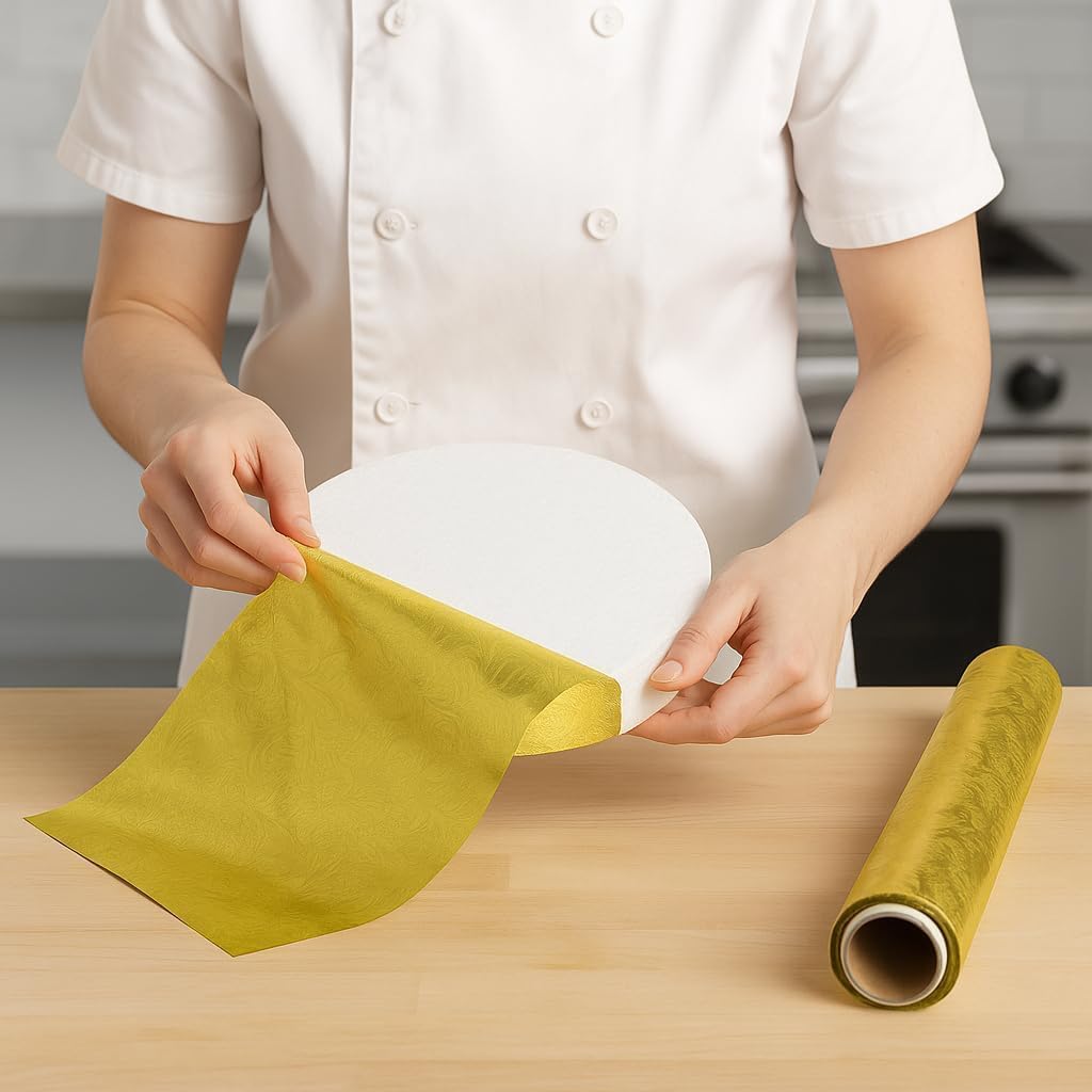 Oasis Supply DIY Cake Drum Kit – EPS Foam Boards with Embossed foil roll. Create Sturdy Round Cake Bases and Custom Cake Drums. Includes 18 Boards (10" Round, 1" Thick) and one (1) Gold Foil roll.