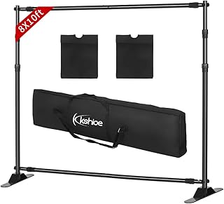 Kshioe Thicker 10x8 ft Backdrop Banner stand Adjustable, Photography Background stand Step and Repeat Stand Heavy Duty for Trade Show Exhibition