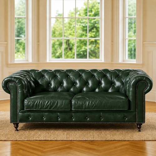 Image of Modern Classic Design Leatherette Luxury Chester Sofa Set with Button Tufted, Sofa for Living Room Home, Office, Hotle and Lobby, Living Room Set (Green, 3+2+1=6 Seater Sofa)