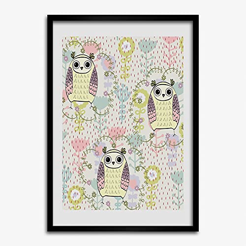 Affiche hiboux avec cadre 50x70 cm pour créer une ambiance chaleureuse dans le salon