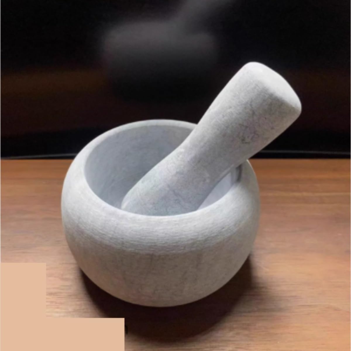 Keramik Knoblauch Ingwer Pestle Set, Steinmörser und Stößel, Knoblauch-Ingwer-Gewürzmühle, Grau, 15 x 8,5 cm