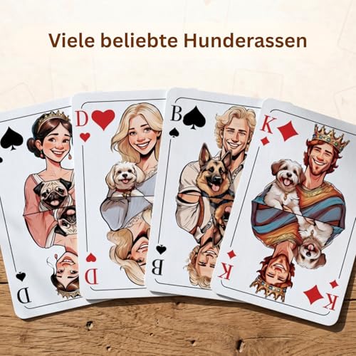 Karten Garten Spielkarten Hunde-Edition | 55 Karten inkl. 3 Joker | Made in Germany, CO₂-neutral gedruckt & plastikfrei produziert | Kartenspiel mit Hunderassen | Geschenk für Hundeliebhaber