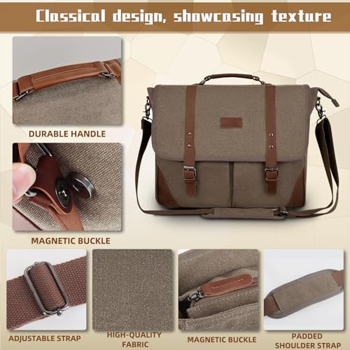 Bolso Mensajero de Lona Vintage para Laptop 15.6" miniatura 4
