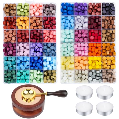 Aottom Kit de sellos de cera, 48 colores, 1248 cuentas de sellado...