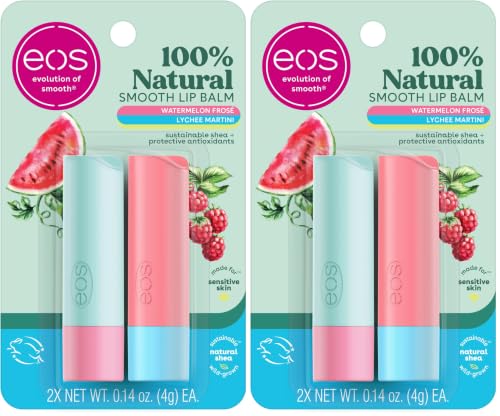 Image of eos 100% Natural Lip Balm Sticks- Watermelon Frose & Lychee Martini, 4-Pack
