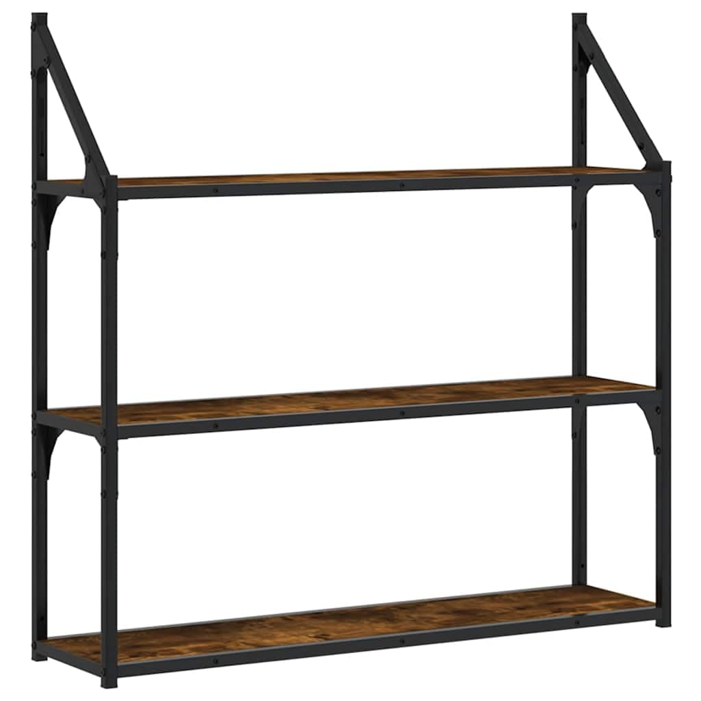 Vidaxl (Smoked Oak, 80 X 21 X 78.5 Cm) 3-Tier Wall Shelf Floating Shelf Wall Mounted Shelf Engineered Wood