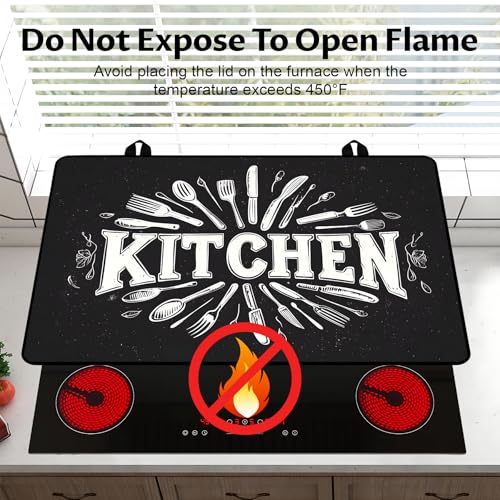 Image of BVBOX Stove Top Cover for Electric Stove, 28 inch x 20 inch Glass Cooktop Protector Mat with Hanging Loops, Anti-Scratch Non-Slip Dish Drying Mat, Washable Countertop Pad