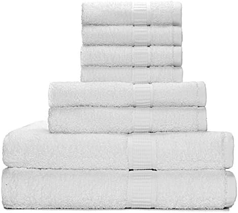 Alurri Luxury Bath Towels Gift Set Hotel/Spa Super Soft and Quick Absorbent Bathroom (White)