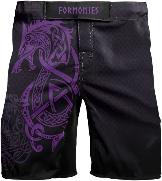 Viking Men's Fight Short MMA BJJ Training No Gi Grappling Shorts Trunks Fight Wear with Drawstring