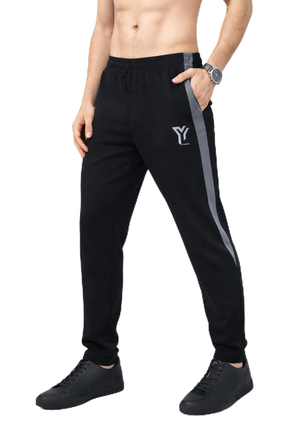yunek Men’s Rapid Dry Track Pants | Lightweight Gym & Sports Lower | Polyester Fabric | Black & Grey | M–XL-picture-27