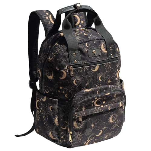 Image of ESVAN Diaper Bag Backpack, Large Capacity Multifunction Baby Essentials Fashion Travel Pack Linen Canvas office Laptop Bag (Corduroy Black Moon)