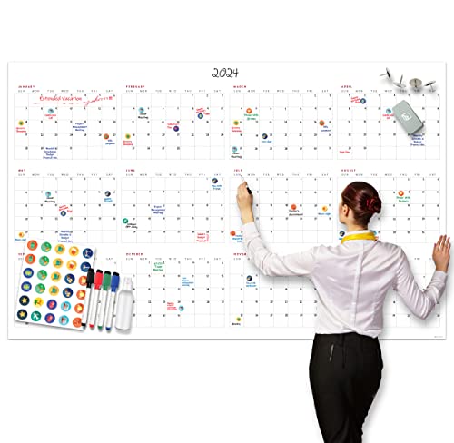 Large Dry Erase Wall Calendar - 38" X 60" - Undated Blank 2023 Reusable Yearly Calendar - Giant Whiteboard Year Poster - Jumbo Laminated 12 Month Office Calendar (Lushleaf Designs) #TOP17