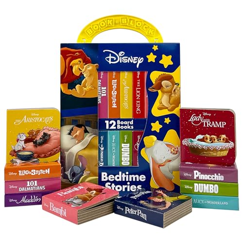Disney Lion King, Lilo & Stitch, and More! – Bedtime Stories My First Library Board Book Block 12-Book Set - First Words, Alphabet, Numbers, and...