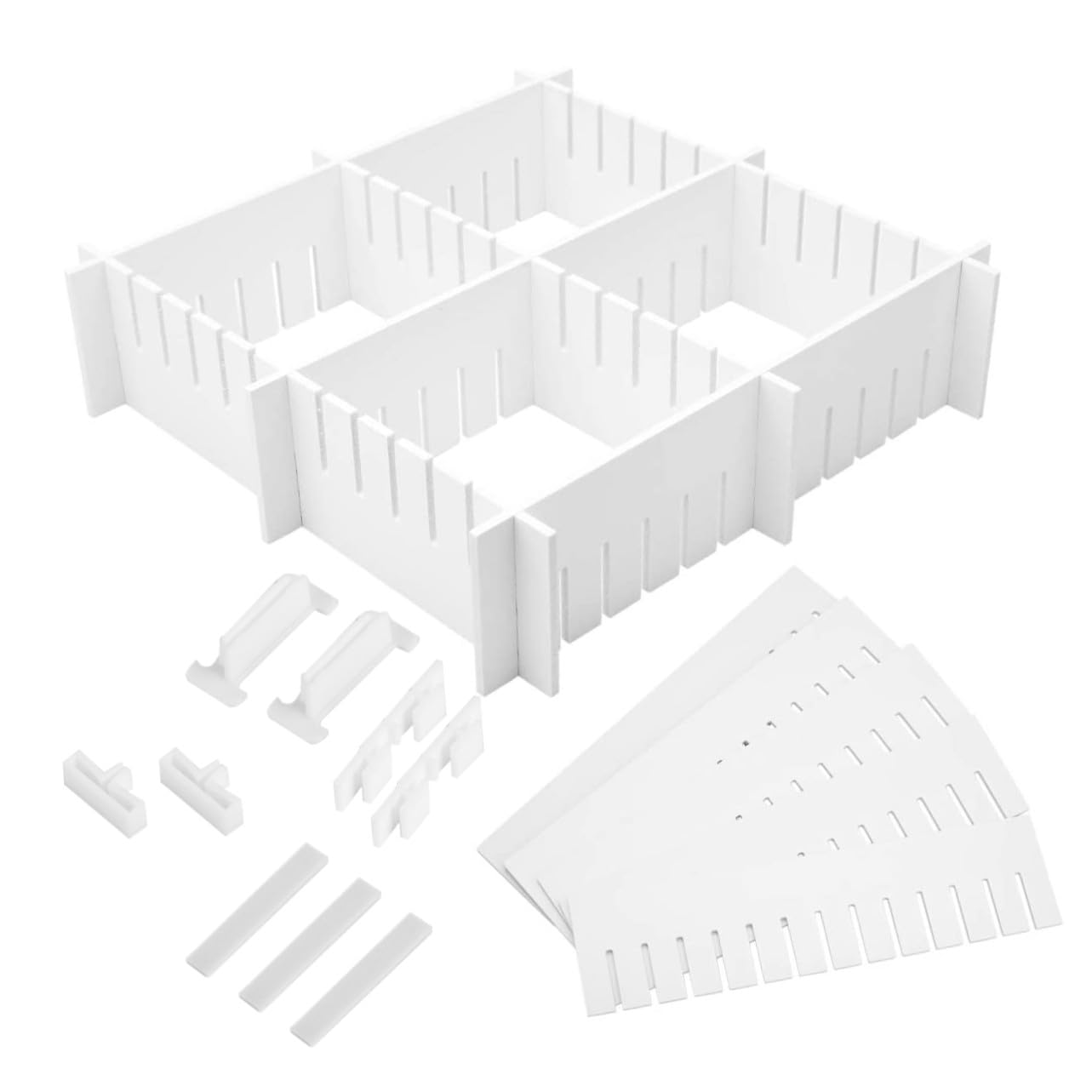 Set di divisori modulari con cassetti regolabili, 34 pezzi, 47 x 5 cm, perfetto per riporre vestiti e trucchi, ideale per camera da letto e ufficio